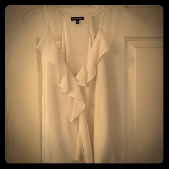 Shinestar Tops - White ruffle spaghetti strap blouse S